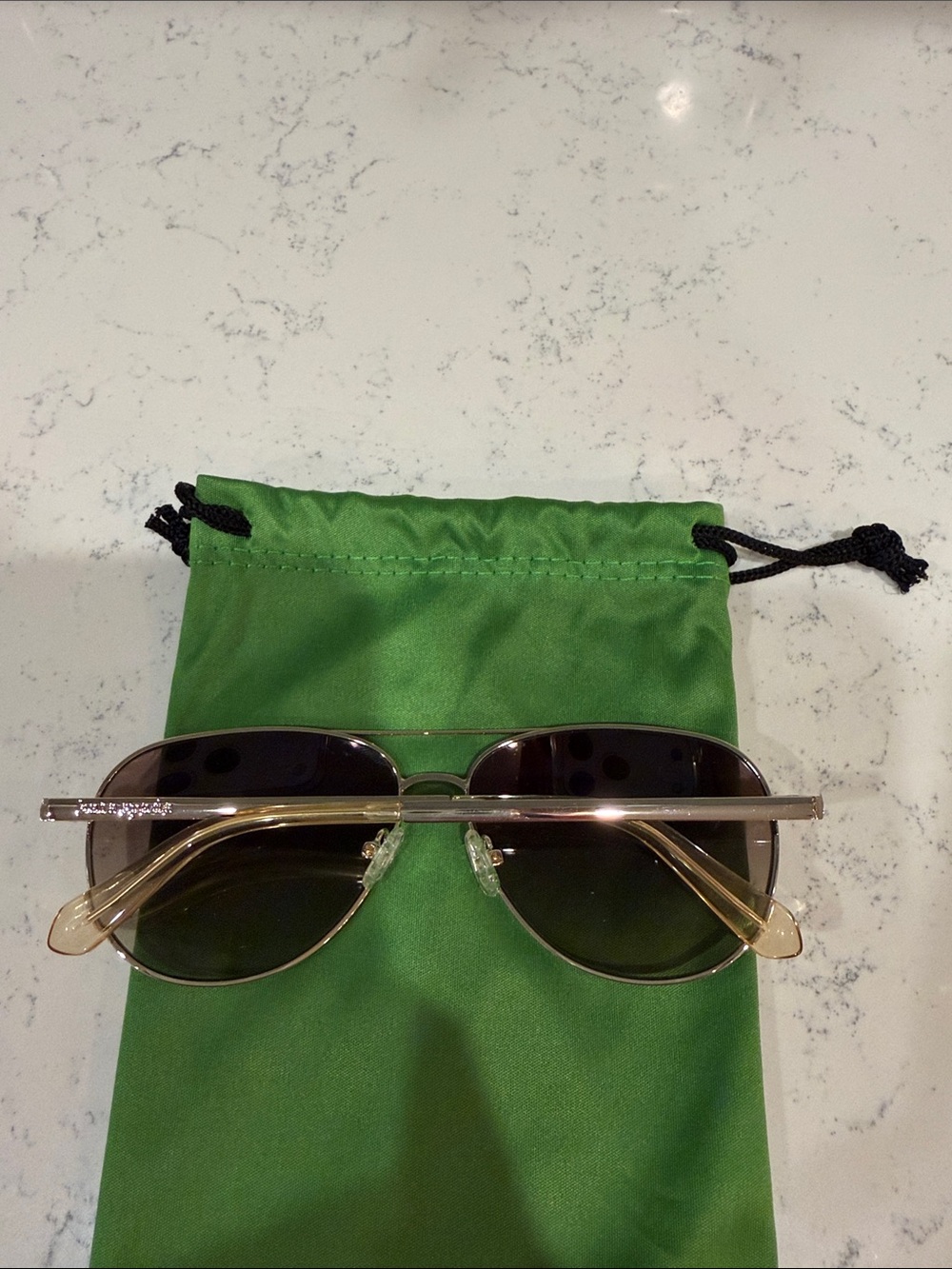 kate spade classic gold aviator sunglasses with brown lenses - Picture 2 of 6
